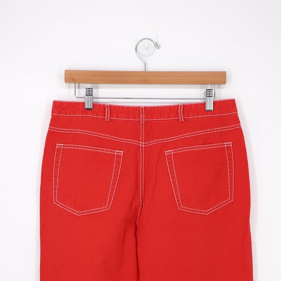 ESCADA Sport Red Cotton Linen Straight Leg Pants Size EU 42 - Picture 5 of 8